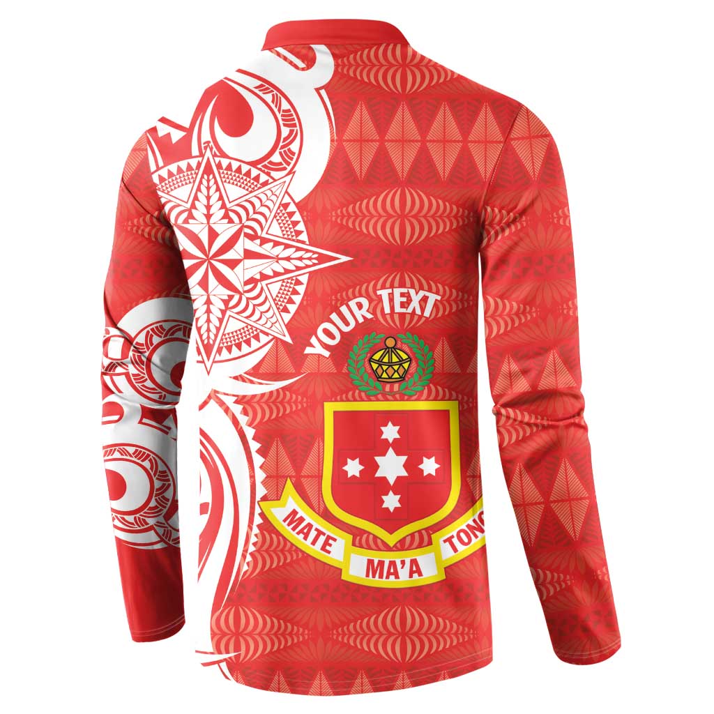 Personalised Kolisi Tonga Button Sweatshirt Mate Maa Tonga Ngatu Pattern - Polynesian Pride