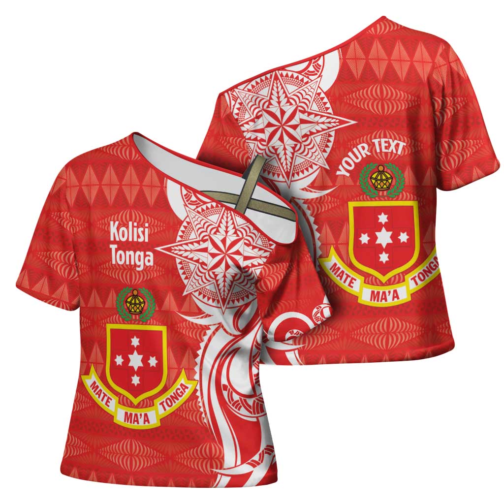 Personalised Kolisi Tonga Cross Shoulder Shirt Mate Maa Tonga Ngatu Pattern - Polynesian Pride