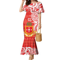 Personalised Kolisi Tonga Family Matching Mermaid Dress and Hawaiian Shirt Mate Maa Tonga Ngatu Pattern - Polynesian Pride