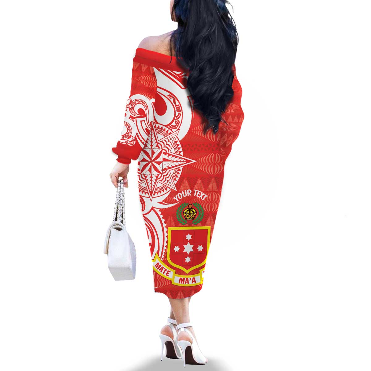 Personalised Kolisi Tonga Family Matching Off The Shoulder Long Sleeve Dress and Hawaiian Shirt Mate Maa Tonga Ngatu Pattern - Polynesian Pride