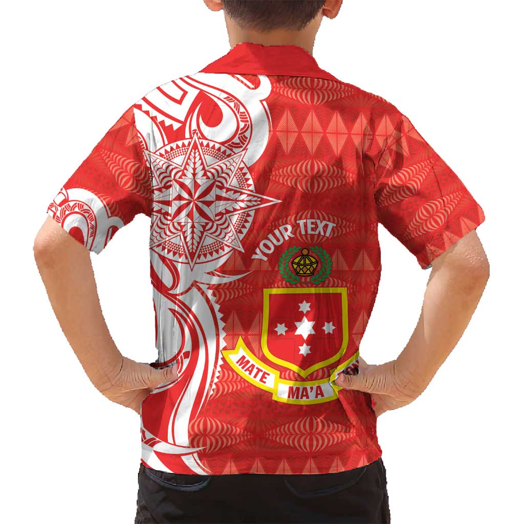 Personalised Kolisi Tonga Family Matching Off Shoulder Short Dress and Hawaiian Shirt Mate Maa Tonga Ngatu Pattern - Polynesian Pride
