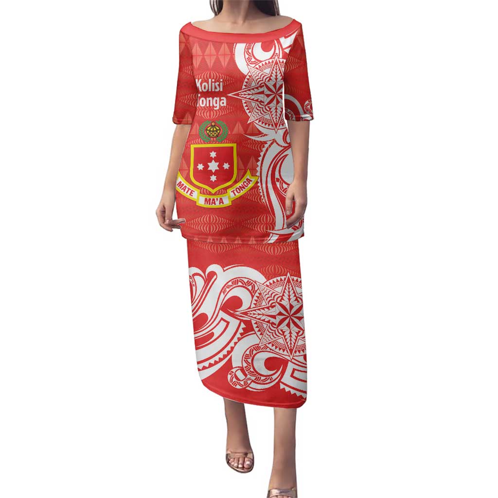 Personalised Kolisi Tonga Family Matching Puletasi and Hawaiian Shirt Mate Maa Tonga Ngatu Pattern - Polynesian Pride