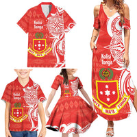 Personalised Kolisi Tonga Family Matching Summer Maxi Dress and Hawaiian Shirt Mate Maa Tonga Ngatu Pattern - Polynesian Pride