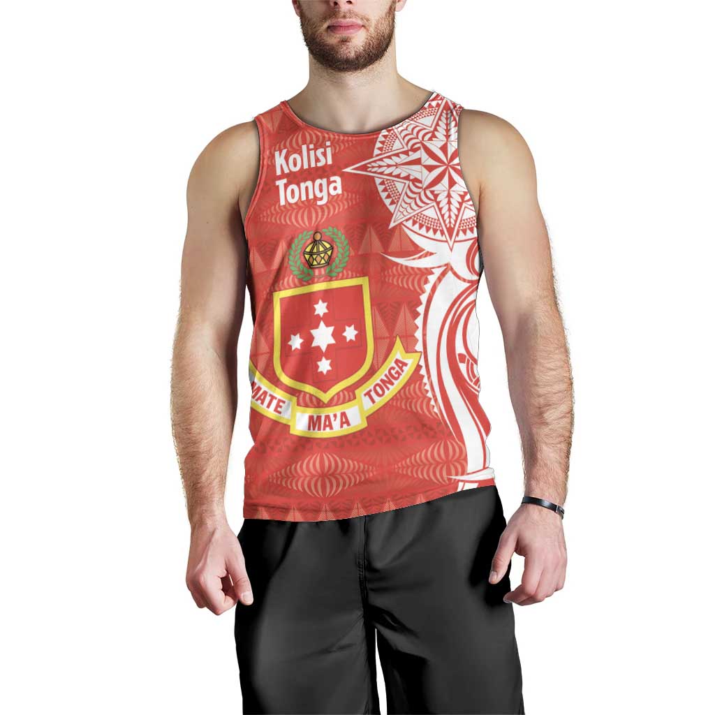 Personalised Kolisi Tonga Men Tank Top Mate Maa Tonga Ngatu Pattern - Polynesian Pride