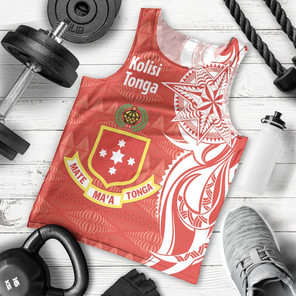 Personalised Kolisi Tonga Men Tank Top Mate Maa Tonga Ngatu Pattern - Polynesian Pride