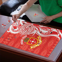 Personalised Kolisi Tonga Puzzle Mate Maa Tonga Ngatu Pattern - Polynesian Pride