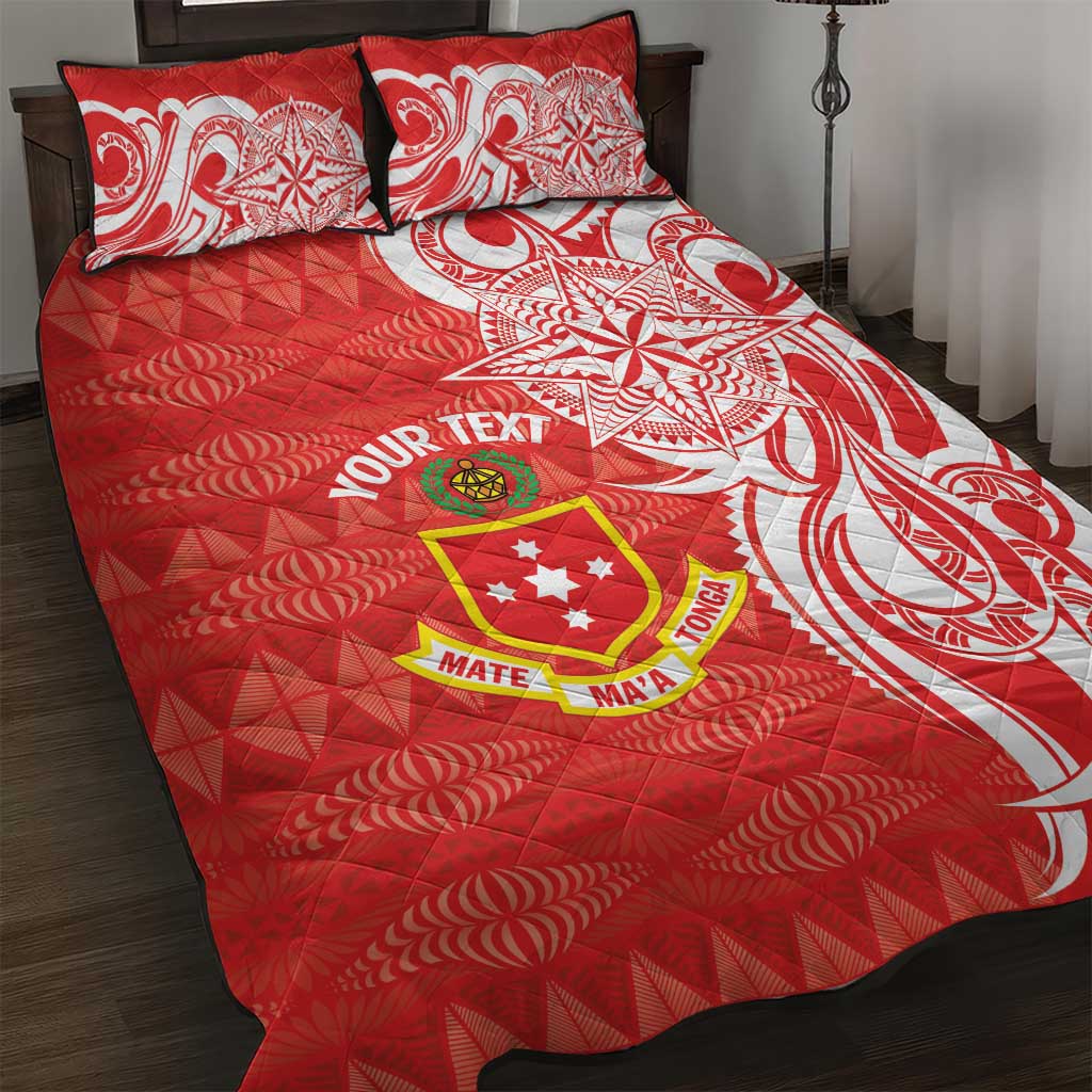 Personalised Kolisi Tonga Quilt Bed Set Mate Maa Tonga Ngatu Pattern LT14 Red - Polynesian Pride