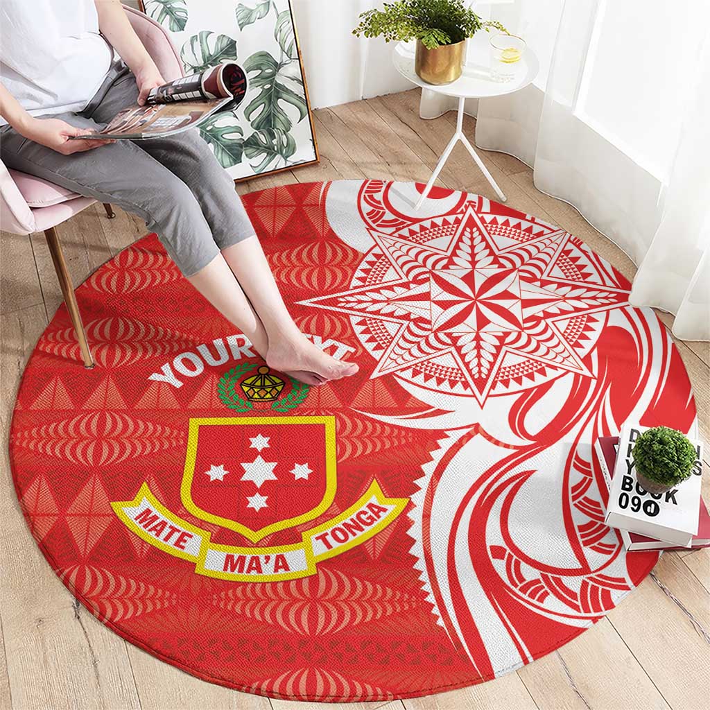 Personalised Kolisi Tonga Round Carpet Mate Maa Tonga Ngatu Pattern LT14 - Polynesian Pride