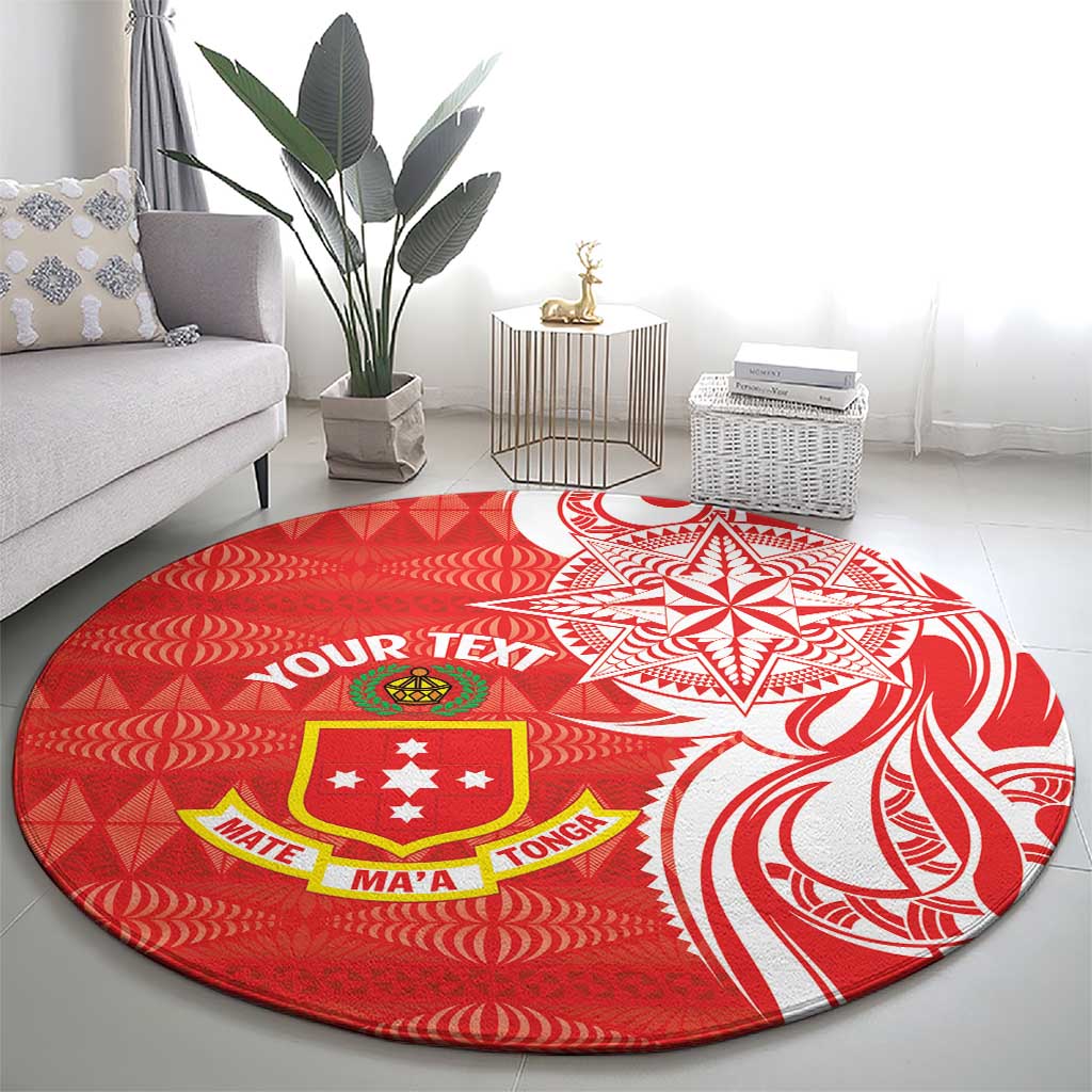 Personalised Kolisi Tonga Round Carpet Mate Maa Tonga Ngatu Pattern LT14 - Polynesian Pride