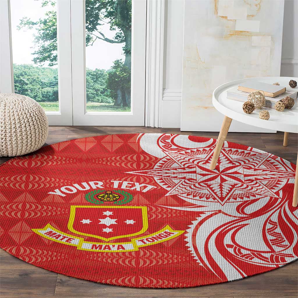Personalised Kolisi Tonga Round Carpet Mate Maa Tonga Ngatu Pattern LT14 - Polynesian Pride