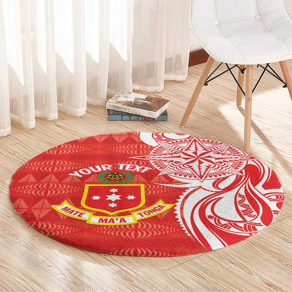 Personalised Kolisi Tonga Round Carpet Mate Maa Tonga Ngatu Pattern LT14 - Polynesian Pride