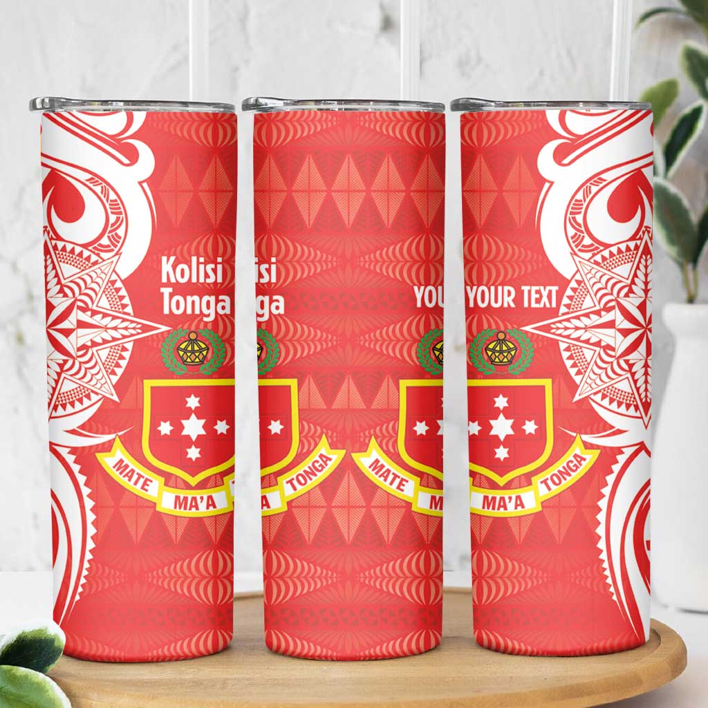 Personalised Kolisi Tonga Skinny Tumbler Mate Maa Tonga Ngatu Pattern - Polynesian Pride