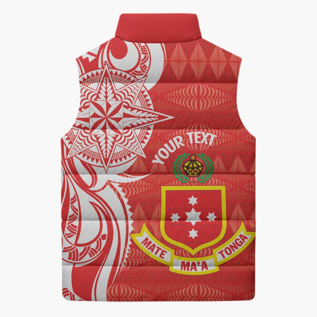 Personalised Kolisi Tonga Sleeveless Puffer Jacket Mate Maa Tonga Ngatu Pattern - Polynesian Pride