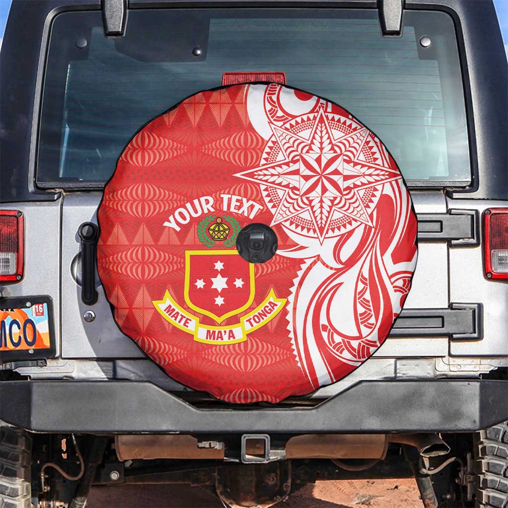Personalised Kolisi Tonga Spare Tire Cover Mate Maa Tonga Ngatu Pattern LT14 Red - Polynesian Pride