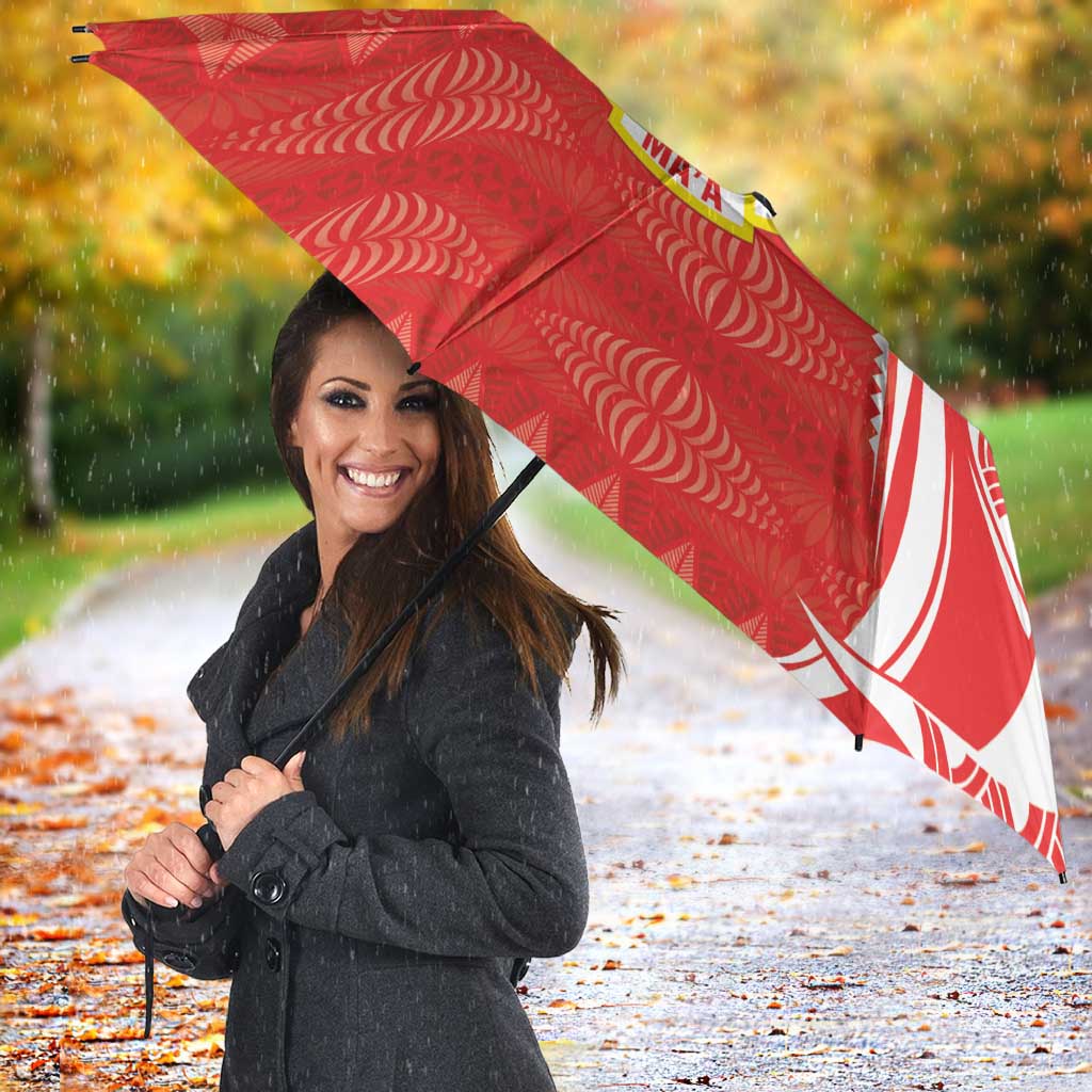 Personalised Kolisi Tonga Umbrella Mate Maa Tonga Ngatu Pattern - Polynesian Pride