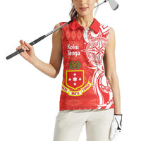 Personalised Kolisi Tonga Women Sleeveless Polo Shirt Mate Maa Tonga Ngatu Pattern - Polynesian Pride