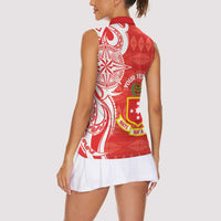 Personalised Kolisi Tonga Women Sleeveless Polo Shirt Mate Maa Tonga Ngatu Pattern - Polynesian Pride