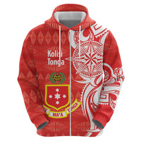 Personalised Kolisi Tonga Zip Hoodie Mate Maa Tonga Ngatu Pattern LT14 - Polynesian Pride