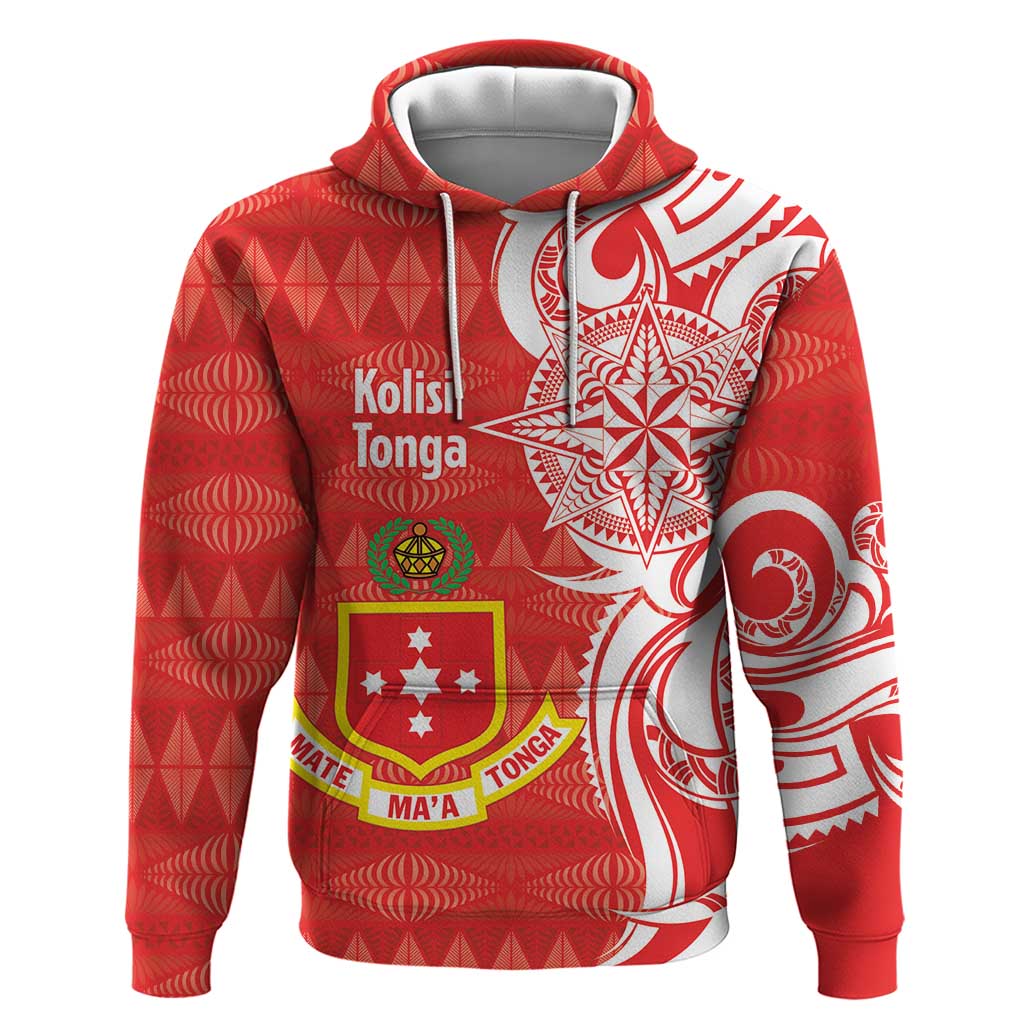 Personalised Kolisi Tonga Zip Hoodie Mate Maa Tonga Ngatu Pattern LT14 Pullover Hoodie Red - Polynesian Pride