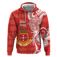 Personalised Kolisi Tonga Zip Hoodie Mate Maa Tonga Ngatu Pattern LT14 Pullover Hoodie Red - Polynesian Pride