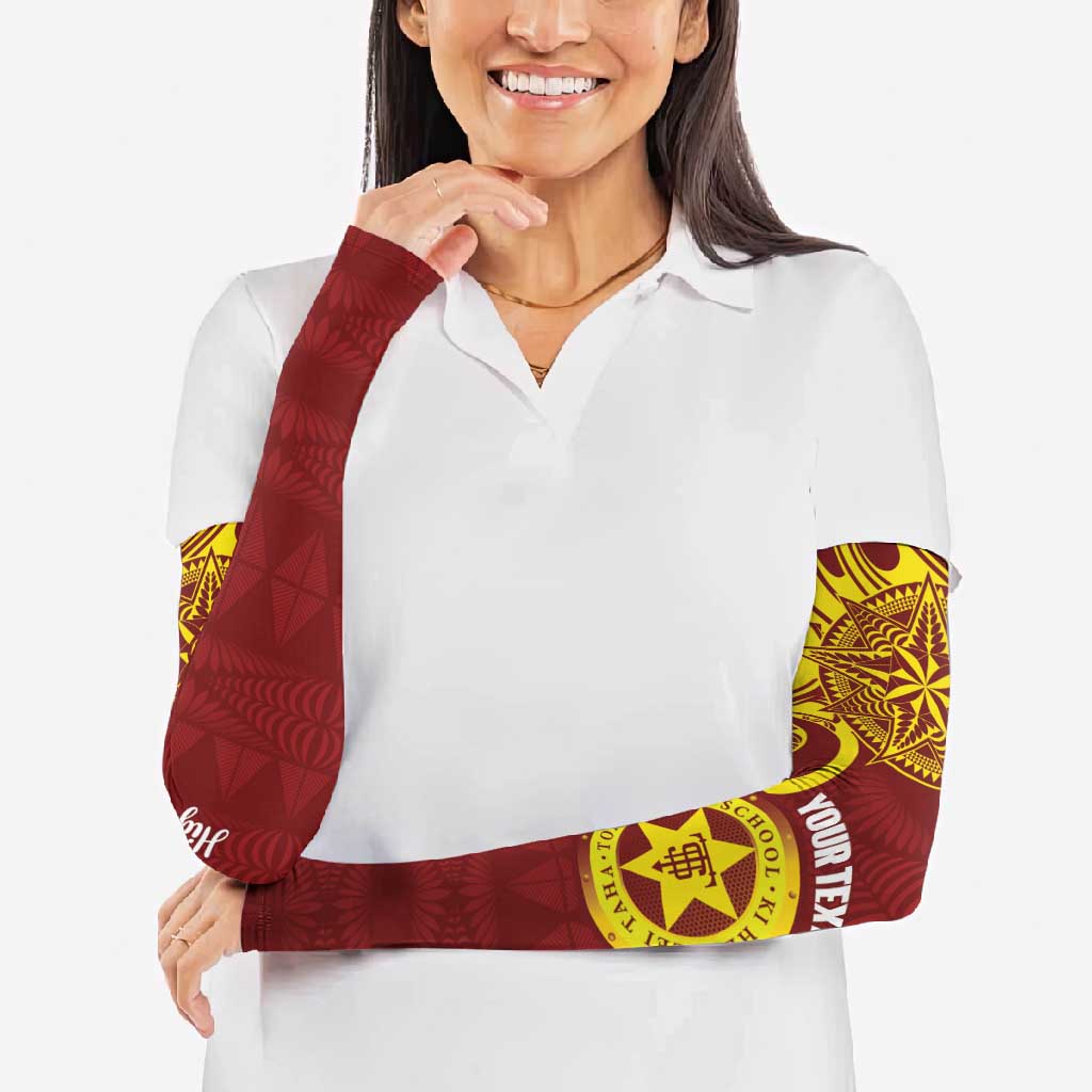 Personalised Tonga High School Arm Sleeves THS Tongan Ngatu Pattern - Polynesian Pride