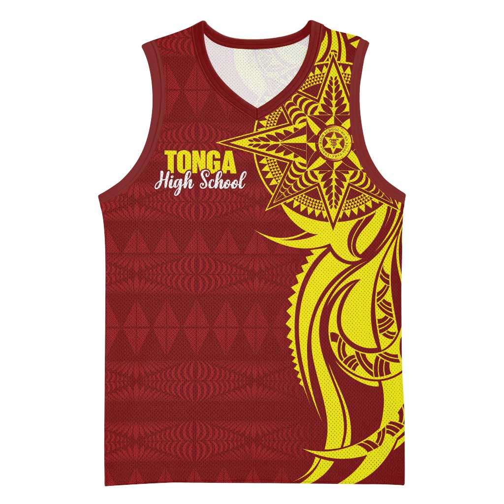 Personalised Tonga High School Basketball Jersey THS Tongan Ngatu Pattern - Polynesian Pride