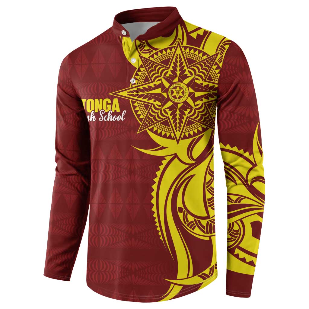 Personalised Tonga High School Button Sweatshirt THS Tongan Ngatu Pattern - Polynesian Pride