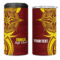 Personalised Tonga High School 4 in 1 Can Cooler Tumbler THS Tongan Ngatu Pattern - Polynesian Pride