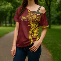 Personalised Tonga High School Cross Shoulder Shirt THS Tongan Ngatu Pattern - Polynesian Pride
