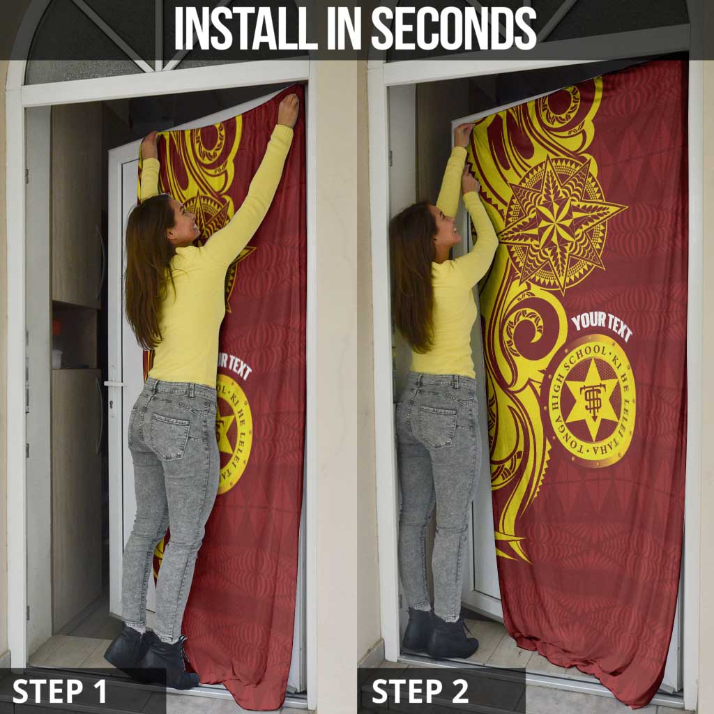 Personalised Tonga High School Door Cover THS Tongan Ngatu Pattern - Polynesian Pride