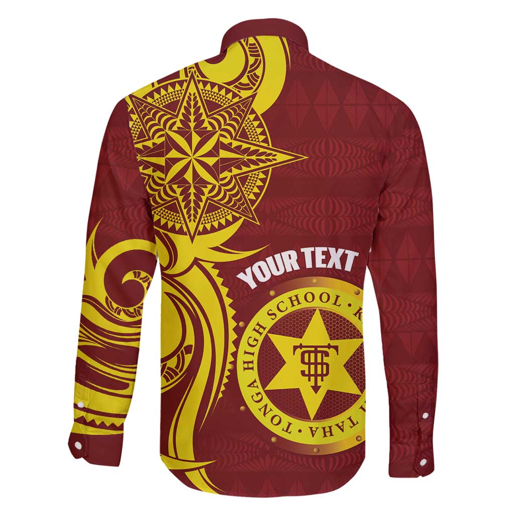 Personalised Tonga High School Family Matching Long Sleeve Bodycon Dress and Hawaiian Shirt THS Tongan Ngatu Pattern - Polynesian Pride