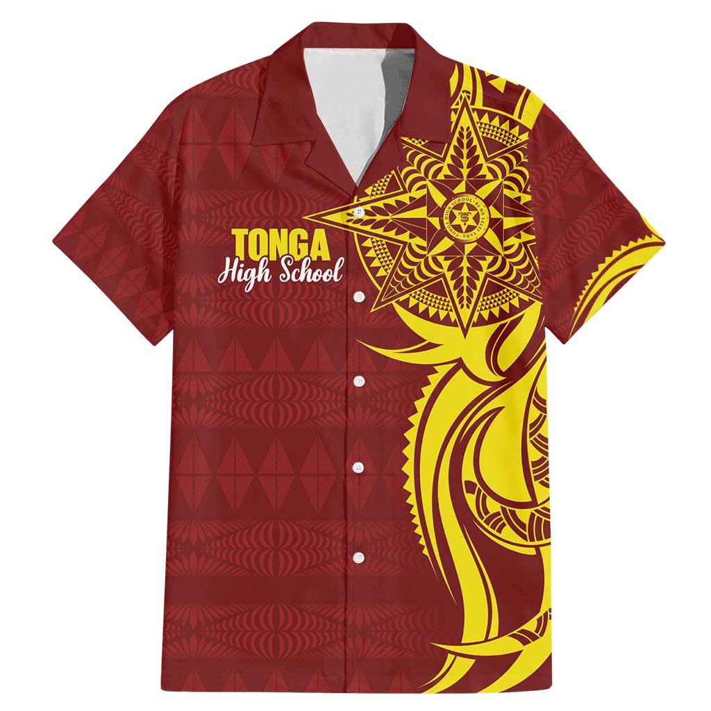 Personalised Tonga High School Family Matching Mermaid Dress and Hawaiian Shirt THS Tongan Ngatu Pattern - Polynesian Pride