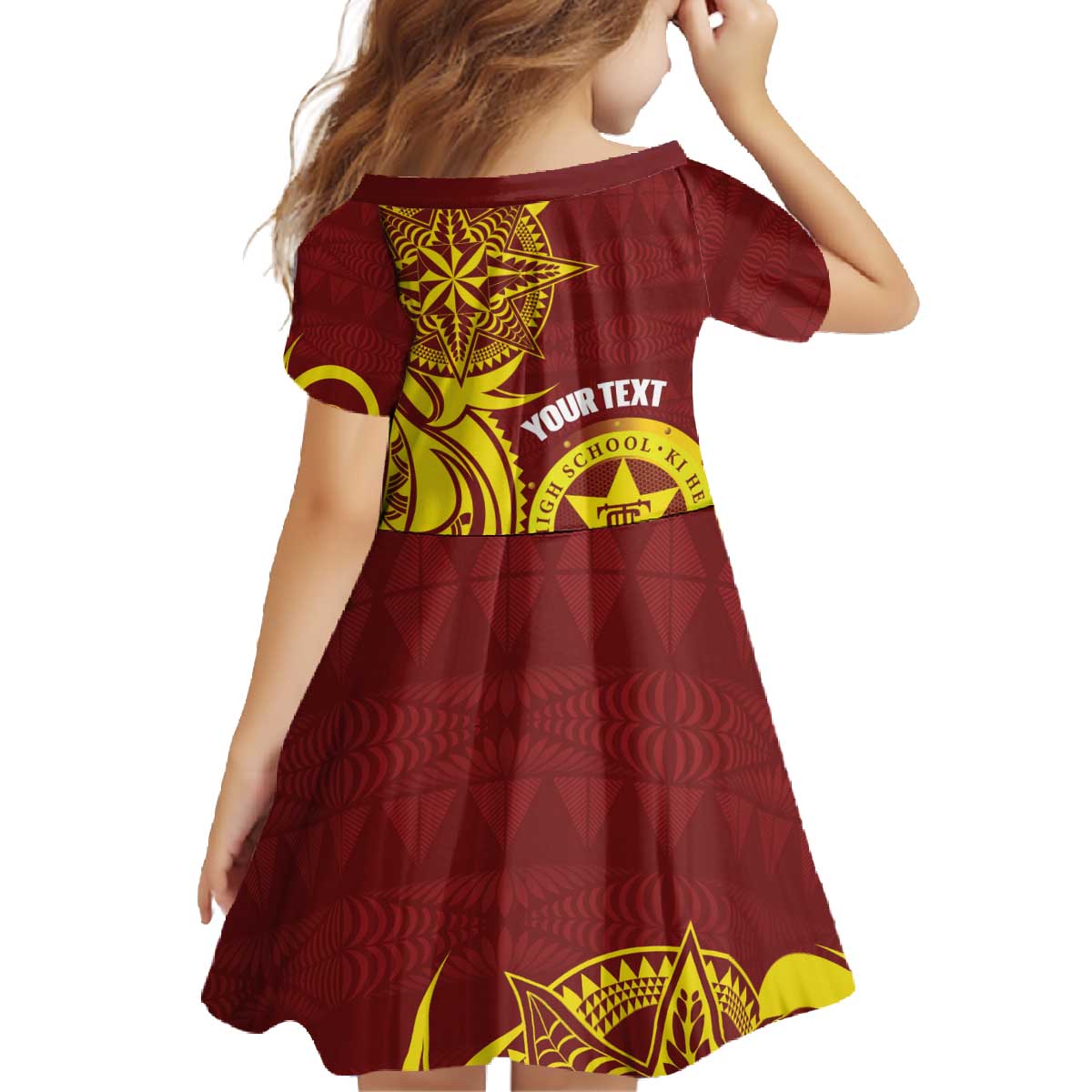 Personalised Tonga High School Family Matching Off The Shoulder Long Sleeve Dress and Hawaiian Shirt THS Tongan Ngatu Pattern - Polynesian Pride