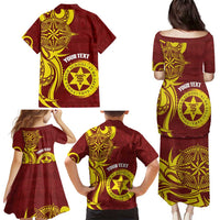 Personalised Tonga High School Family Matching Puletasi and Hawaiian Shirt THS Tongan Ngatu Pattern - Polynesian Pride