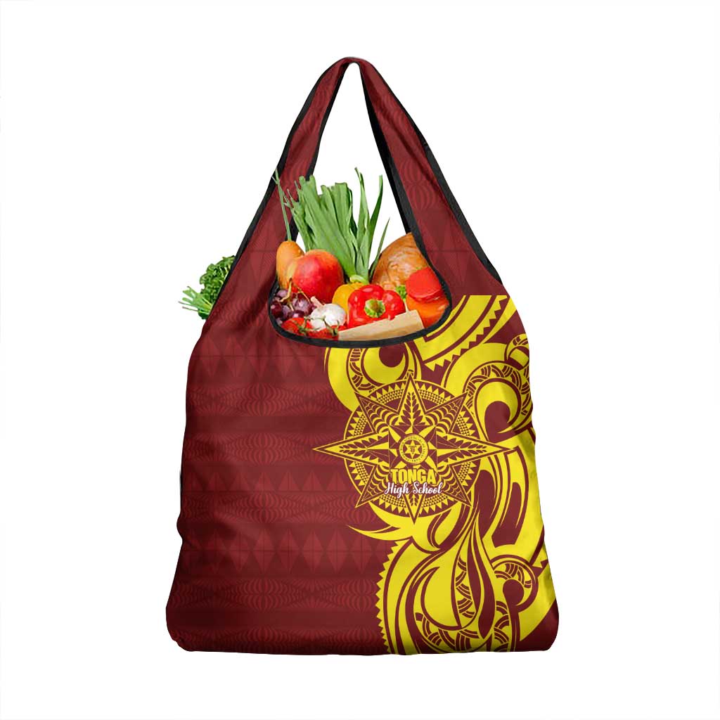 Personalised Tonga High School Grocery Bag THS Tongan Ngatu Pattern - Polynesian Pride