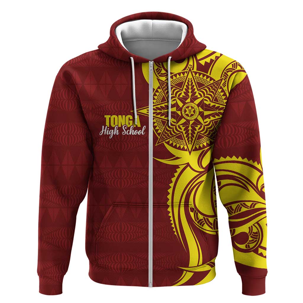 Personalised Tonga High School Hoodie THS Tongan Ngatu Pattern - Polynesian Pride