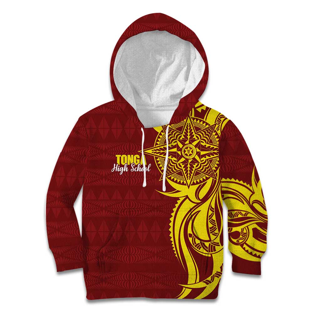Personalised Tonga High School Kid Hoodie THS Tongan Ngatu Pattern - Polynesian Pride