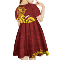 Personalised Tonga High School Kid Short Sleeve Dress THS Tongan Ngatu Pattern - Polynesian Pride