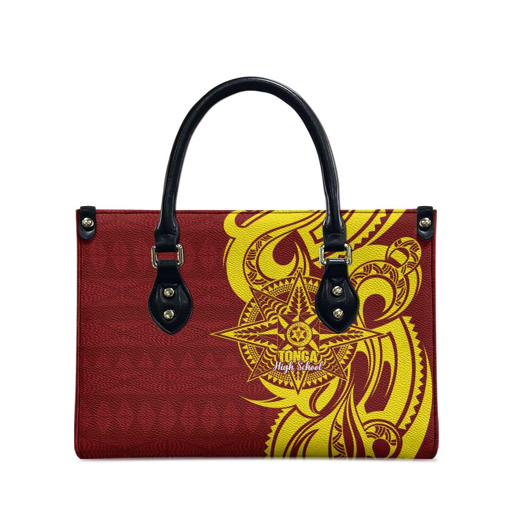 Personalised Tonga High School Leather Bag THS Tongan Ngatu Pattern - Polynesian Pride