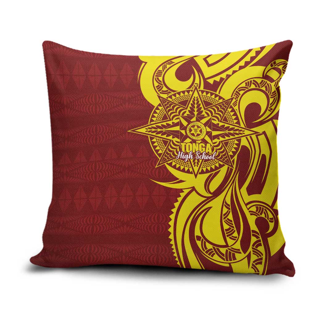 Personalised Tonga High School Pillow Cover THS Tongan Ngatu Pattern - Polynesian Pride