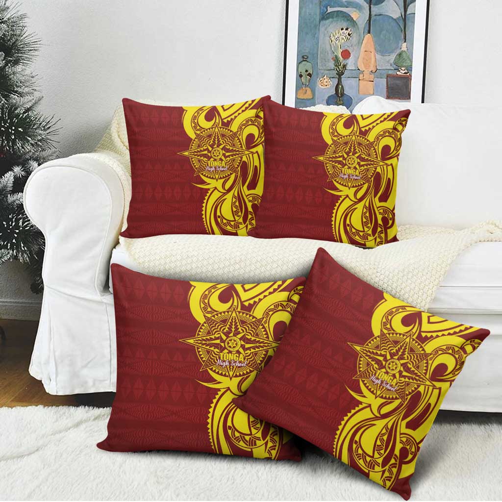 Personalised Tonga High School Pillow Cover THS Tongan Ngatu Pattern - Polynesian Pride