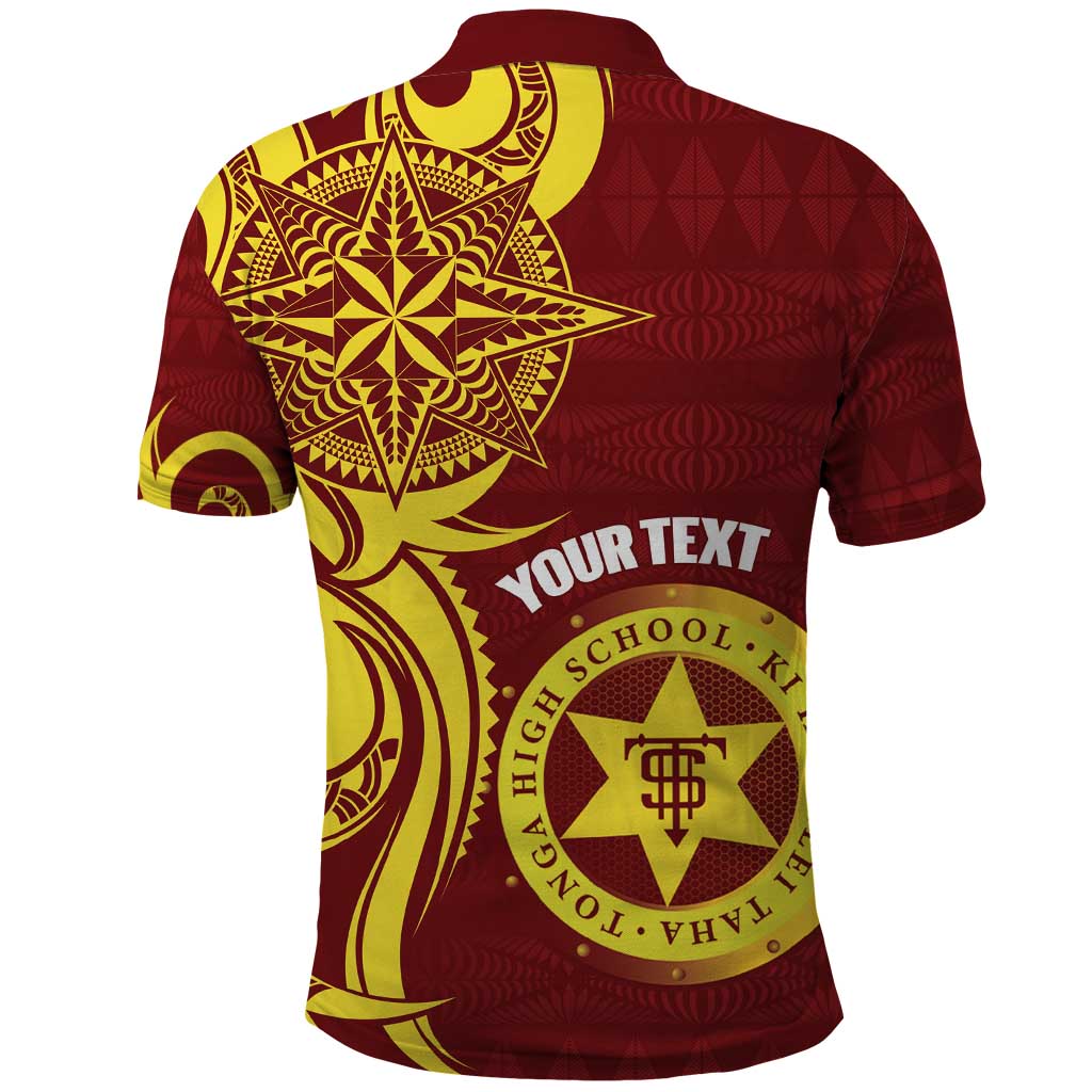 Personalised Tonga High School Polo Shirt THS Tongan Ngatu Pattern - Polynesian Pride