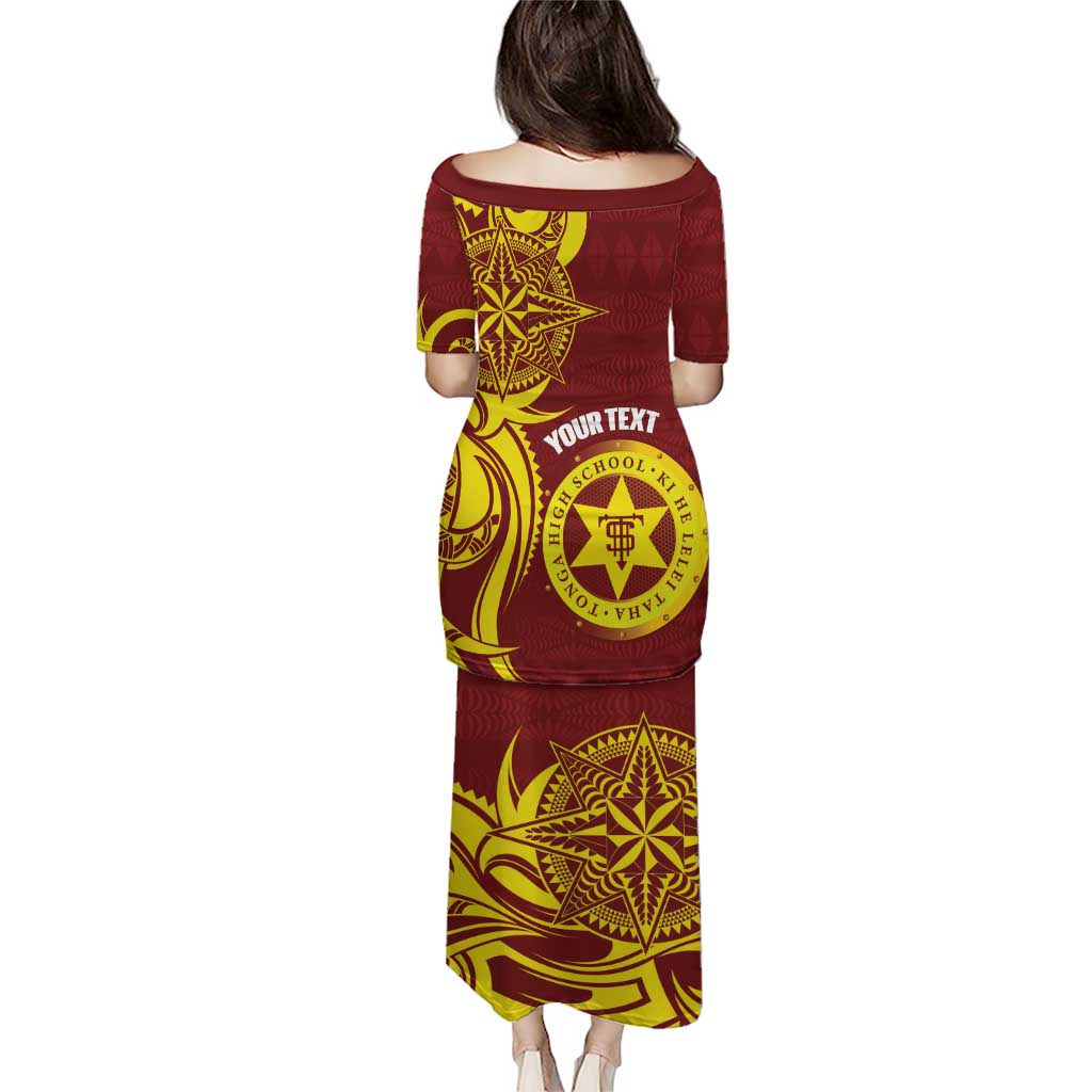 Personalised Tonga High School Puletasi THS Tongan Ngatu Pattern - Polynesian Pride
