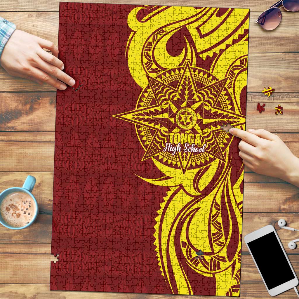 Personalised Tonga High School Puzzle THS Tongan Ngatu Pattern - Polynesian Pride