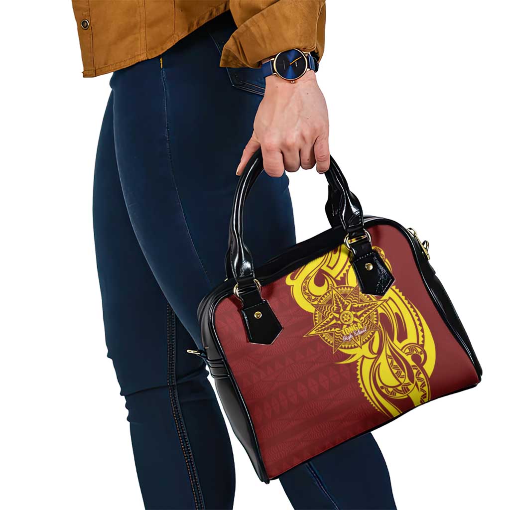 Personalised Tonga High School Shoulder Handbag THS Tongan Ngatu Pattern - Polynesian Pride
