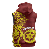 Personalised Tonga High School Sleeveless Hoodie THS Tongan Ngatu Pattern - Polynesian Pride