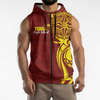 Personalised Tonga High School Sleeveless Zip Hoodie THS Tongan Ngatu Pattern - Polynesian Pride
