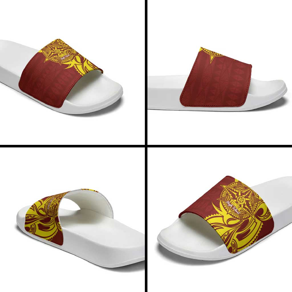 Personalised Tonga High School Slide Sandals THS Tongan Ngatu Pattern - Polynesian Pride