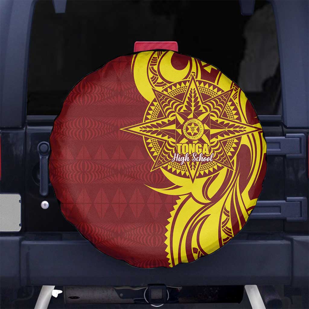 Personalised Tonga High School Spare Tire Cover THS Tongan Ngatu Pattern - Polynesian Pride