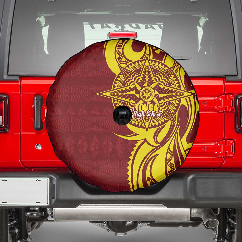 Personalised Tonga High School Spare Tire Cover THS Tongan Ngatu Pattern - Polynesian Pride